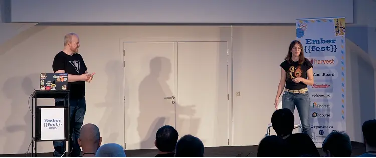 Chris Manson and Marine Dunstetter onstage