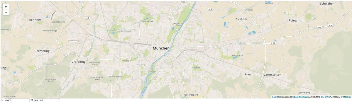 Screenshot of Final Glimmer Map Component Example - Open Street Map View Centered on Munich