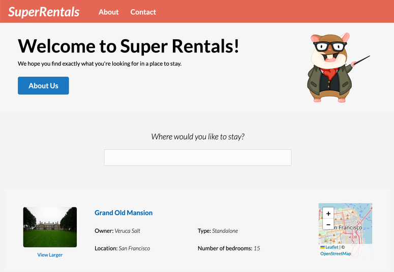 SuperRentals with global CSS