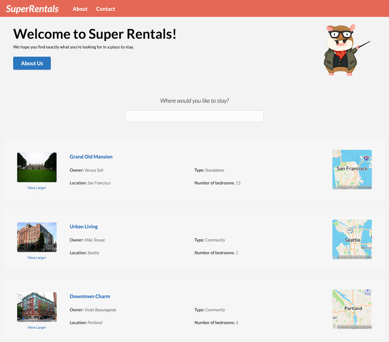 Screenshot of finished super-rentals app