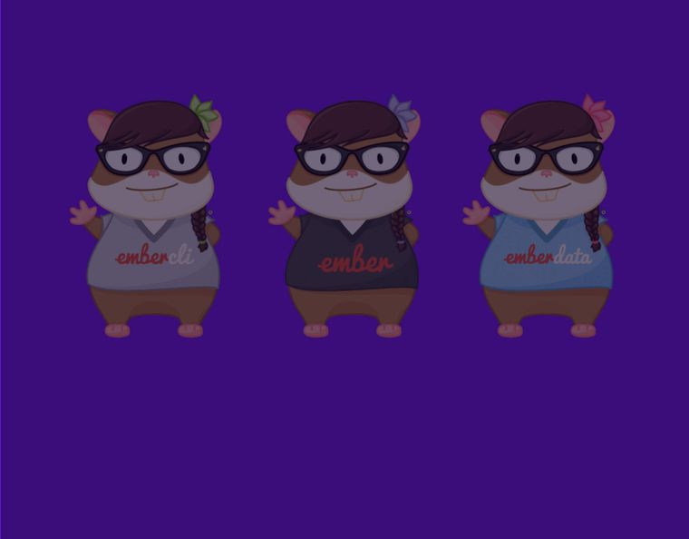 Illustration of Ember JS mascot Zoey on a purple background